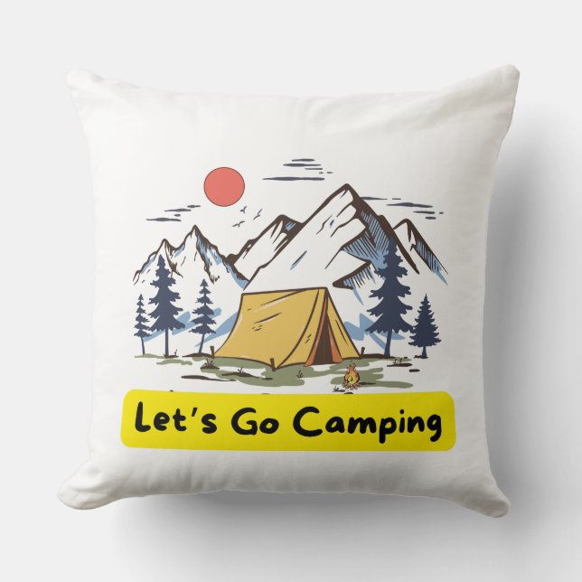 Let's Go Camping Throw Pillow (Front)
