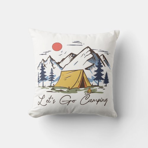 Lets Go Camping Throw Pillow