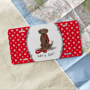 Let's Go! Chocolate Lab Labrador Retriever Funny License Plate