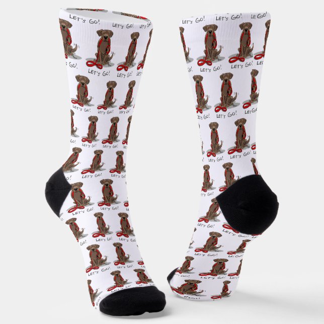 Let's Go! Chocolate Lab Labrador Retriever Funny Socks (Angled)