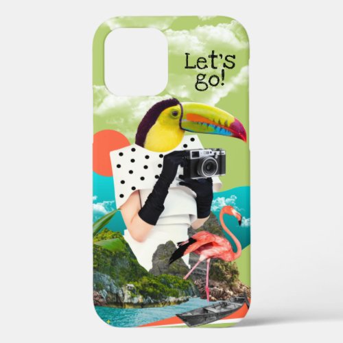 Lets Go Cool Travel Collage Pop Art iPhone 12 Case