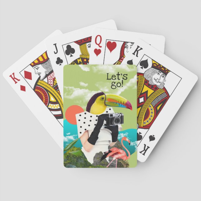 Lets Go Cool Travel Collage Pop Art Poker Cards (Back)
