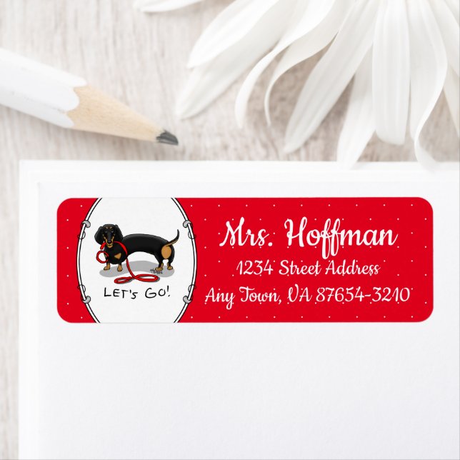 Let's Go! Dachshund (black and tan) Funny dog Label (Insitu)
