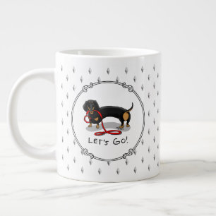 Let's Go! Dachshund Dog (black and tan) Funny cute Giant Coffee Mug