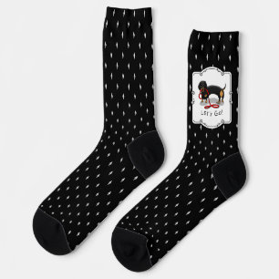Let's Go! Dachshund Dog (black and tan) Funny cute Socks