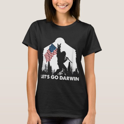 Lets Go Darwin Camping Bigfoot Rock And Roll US Fl T_Shirt