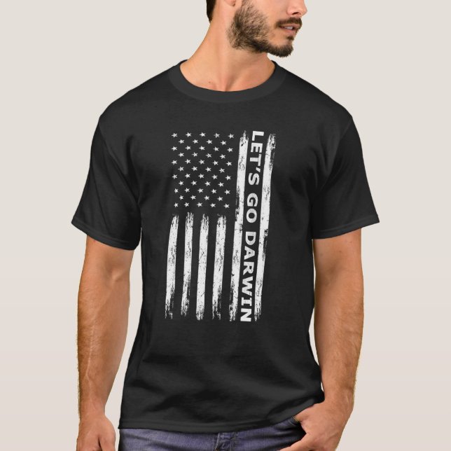 Let's Go Darwin Funny Lets Go Darwin Usa Flag T-Shirt (Front)