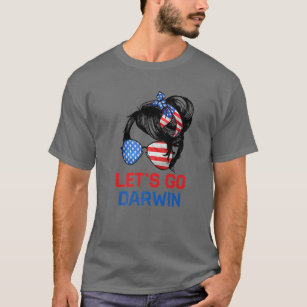 Let's Go Darwin Women Girl Lets Go USA Flag Messy T-Shirt