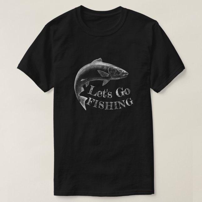 Let's Go Fishing Black T-Shirt (Design Front)