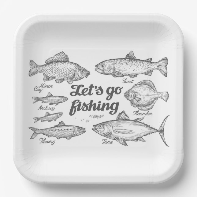 Lets Go Fishing Paper Plates (Front)