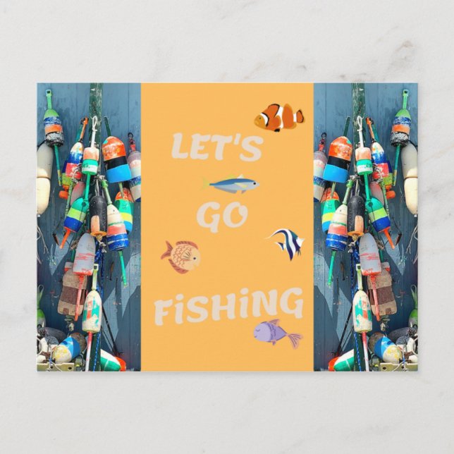 Let's Go Fising Postcard (Front)