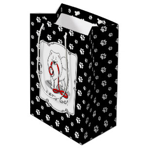 Let's Go! (for a walk) Samoyed w red leash Funny Medium Gift Bag