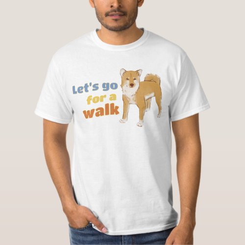Lets Go For A Walk Shibu Inu Retro Dog Walking Lo T_Shirt