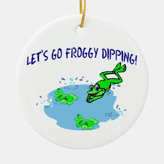 Let's Go Froggy Dipping Ceramic Ornament