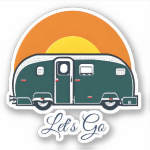 Let's Go! Fun Vintage Camper RV Sticker