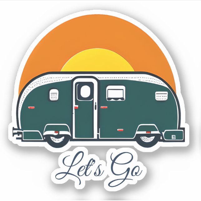 Let's Go! Fun Vintage Camper RV  Sticker (Front)