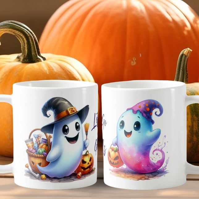 Let's Go Ghouls, 2 Cute Ghost Halloween Coffee Mug (Creator Uploaded)