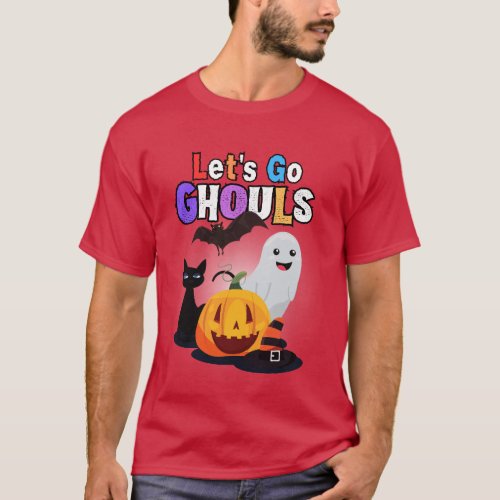 Lets Go GHOULS Black and Orange Spooky Halloween T_Shirt