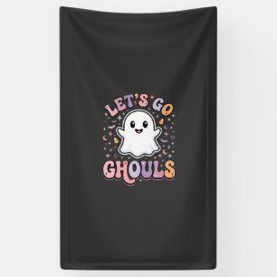 Lets Go Ghouls Cute Halloween Ghost Graphic Design Banner