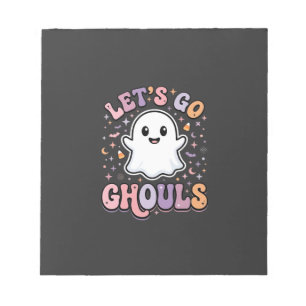 Lets Go Ghouls Cute Halloween Ghost Graphic Design Notepad