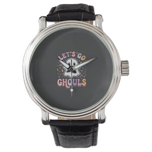 Lets Go Ghouls Cute Halloween Ghost Graphic Design Watch