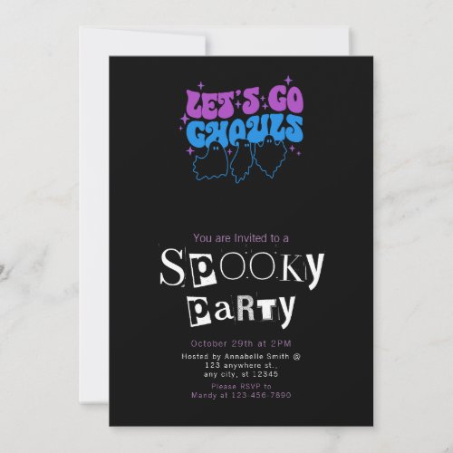 Lets Go Ghouls Ghosts Stars Halloween Party Invitation