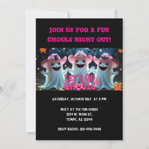 Let's Go Ghouls Girls Night Out Halloween Custom Invitation