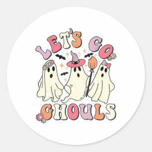 Let's Go Ghouls Halloween Ghost  Classic Round Sticker