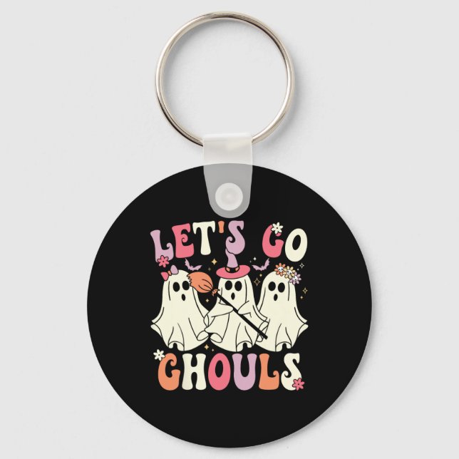 Let's Go Ghouls Halloween Ghost Costume Retro Groo Keychain (Front)