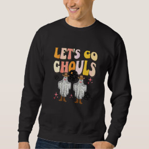 Lets Go Ghouls Halloween Ghost Groovy Retro 70s Hi Sweatshirt