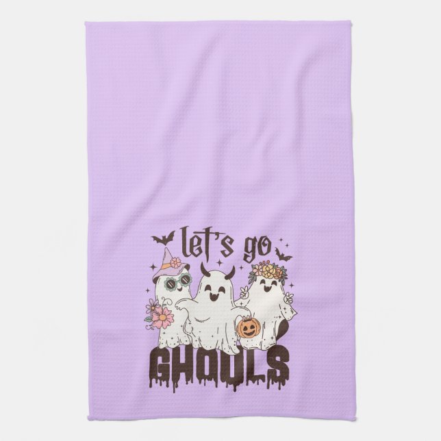 Let's Go Ghouls Halloween Kitchen Towel (Vertical)