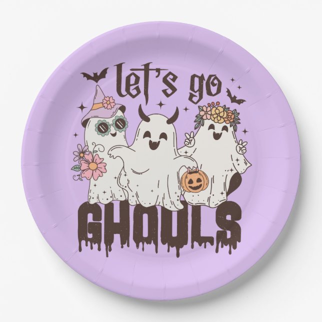 Let's Go Ghouls Halloween Paper Plates (Front)