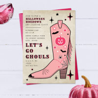 Let's Go Ghouls Halloween Party Pink Cowgirl Boot