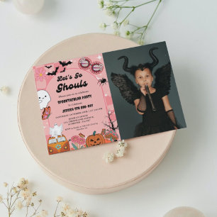 Let's Go Ghouls Halloween Retro Groovy Birthday Invitation