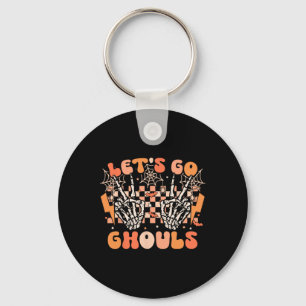 Let's Go Ghouls Halloween Skeleton Costume Retro G Keychain