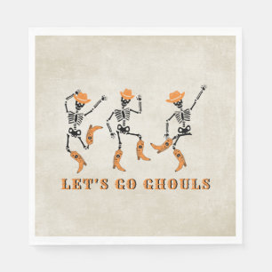 Let's Go Ghouls Halloween Skeletons Cowboy Napkins