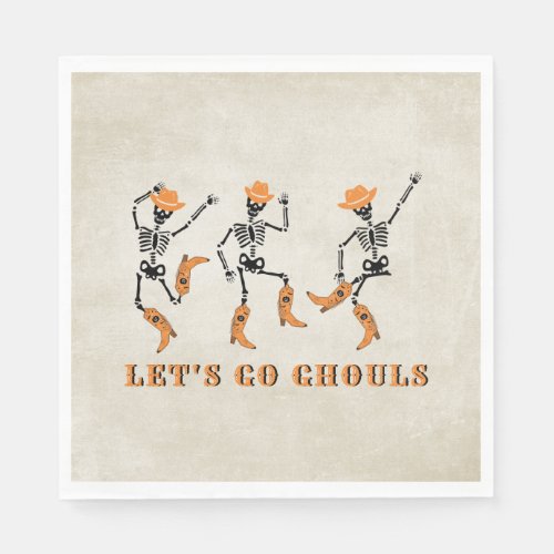 Lets Go Ghouls Halloween Skeletons Cowboy Napkins