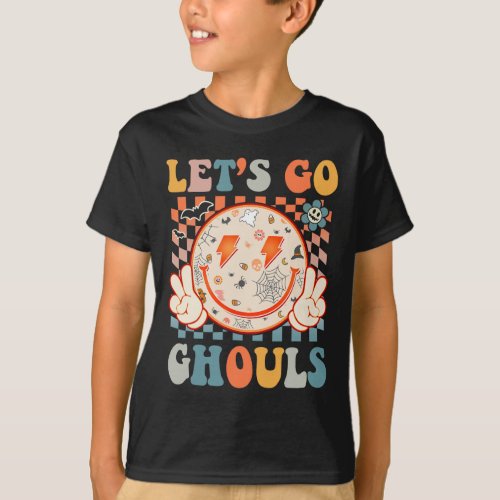 Lets Go Ghouls Hippie Smile Face Retro Halloween  T_Shirt
