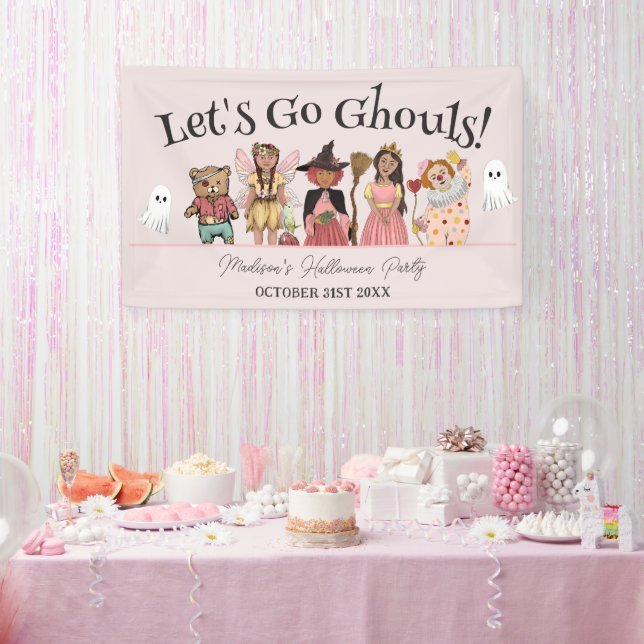 Let's Go Ghouls Pink Halloween Costume Party  Banner (Party)