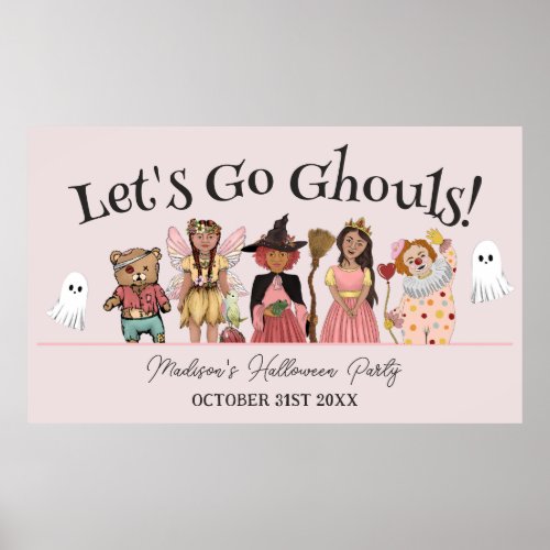 Lets Go Ghouls Pink Halloween Costume Party  Poster