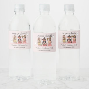 Let's Go Ghouls Pink Halloween Costume Party Water Bottle Label