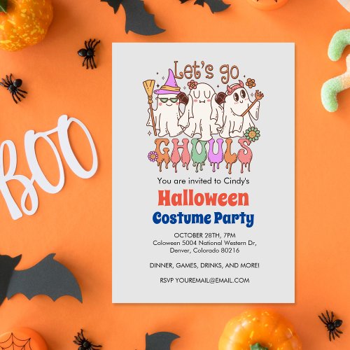 Lets Go Ghouls Retro Halloween Invitation