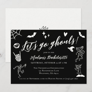 Let's Go Ghouls Spooky Whimsical Bachelorette Invitation
