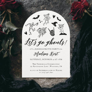 Let's Go Ghouls Spooky Whimsical Bachelorette Invitation