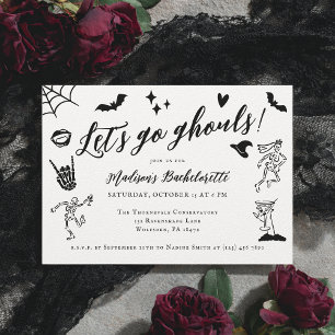 Let's Go Ghouls Spooky Whimsical Bachelorette Invitation