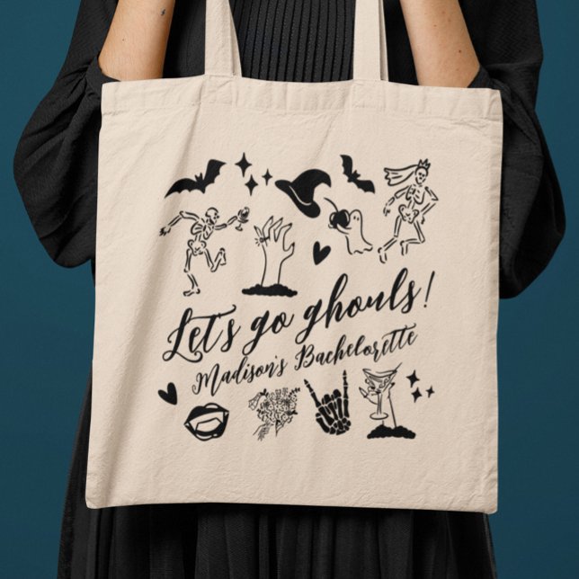 Let's Go Ghouls Spooky Whimsical Bachelorette Tote Bag (Creator Uploaded)
