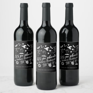 Let's Go Ghouls Spooky Whimsical Bachelorette Wine Label