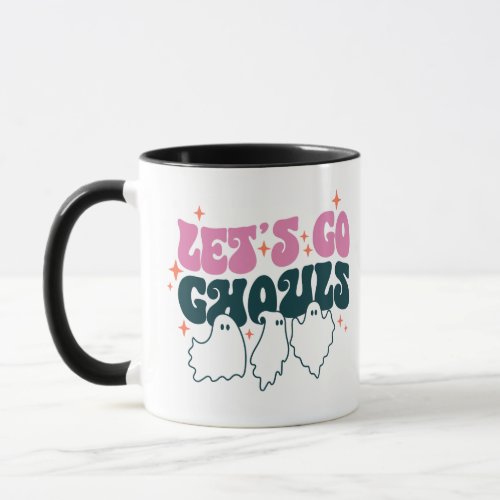 Lets Go Ghouls Stars White Halloween Mug