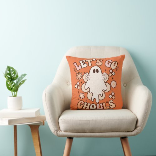 Lets Go Ghouls Throw Pillow