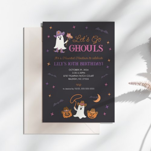 Lets Go Ghouls Western Halloween Birthday Invite